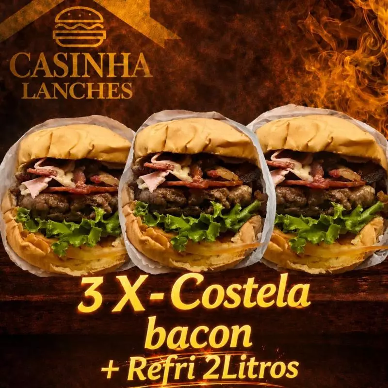 3 X-Costela Bacon + Refri 2lt