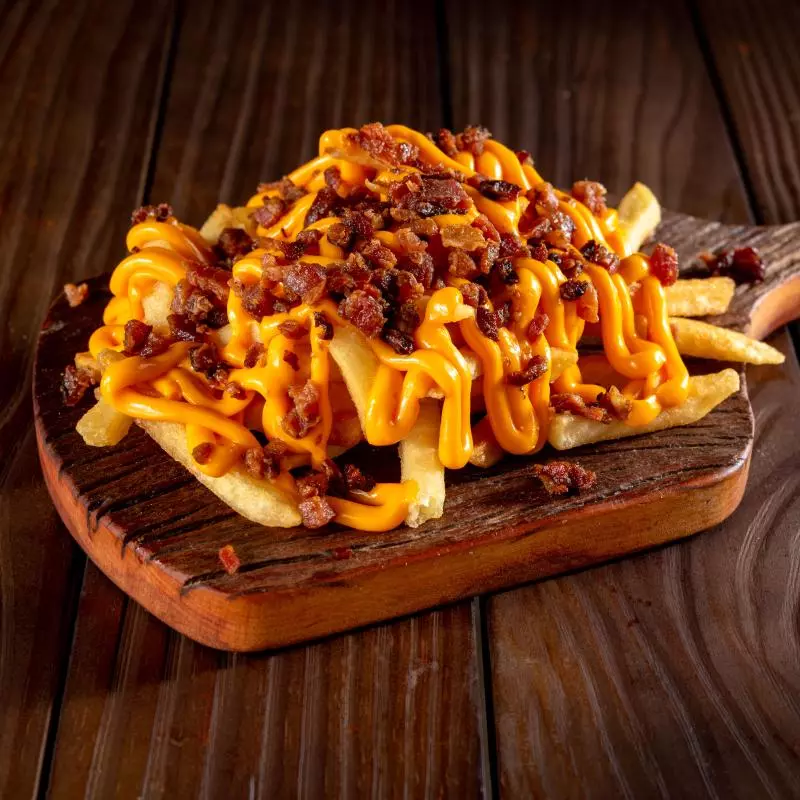 Fritas cheddar e bacon