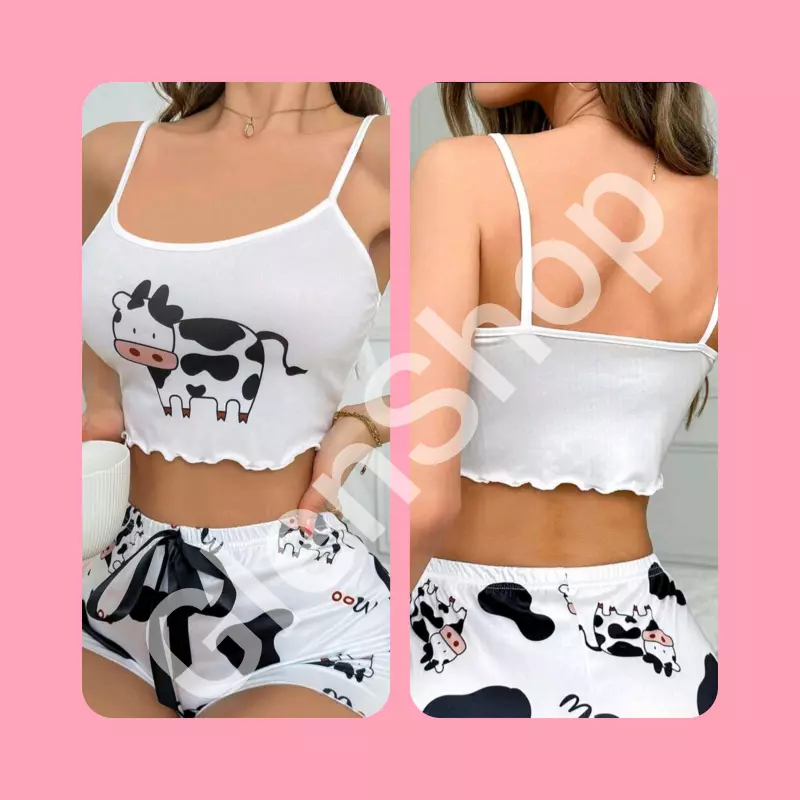 Camiseta de pijama blanco de vaca