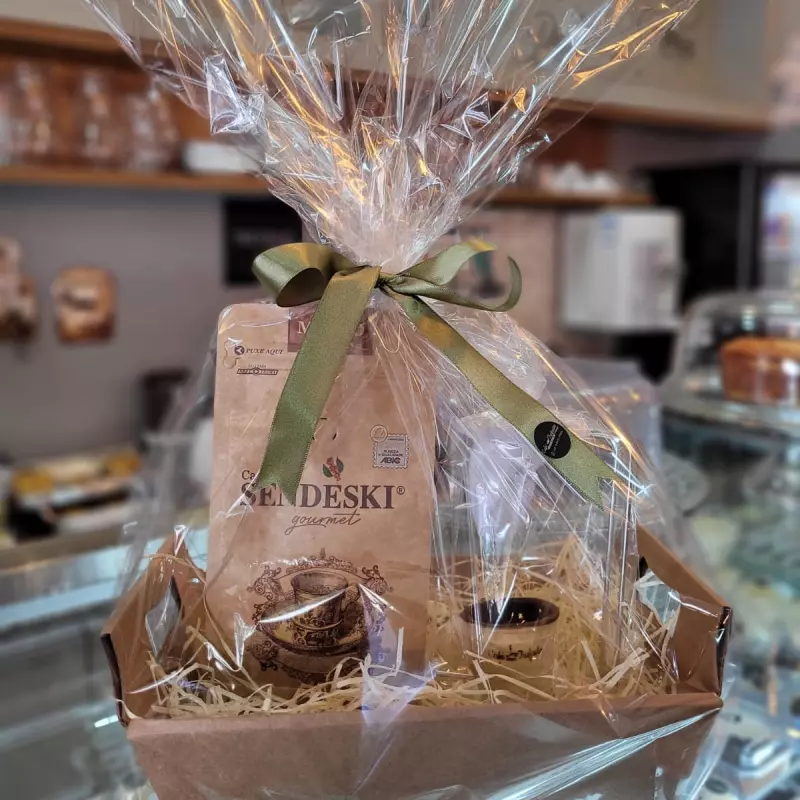 CESTA PARA PRESENTE CAFÉ TRUFADO