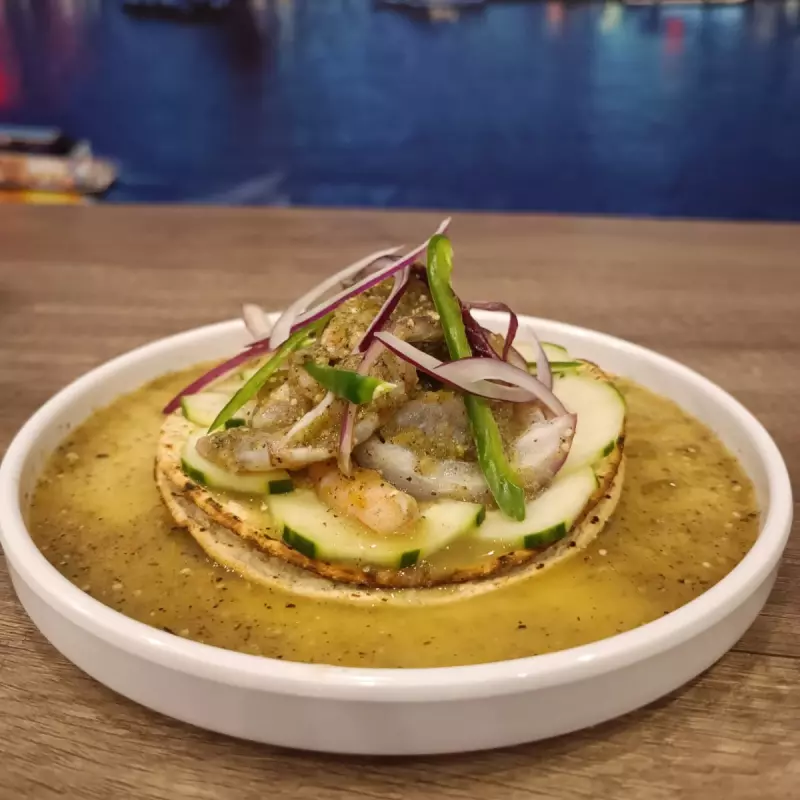 Tostada aguachile tatemado