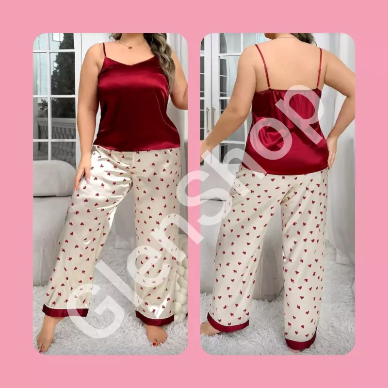 Pijama de pantalón plus burdeos