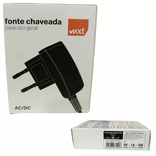 FONTE MXT 5V 1A PLUG P4 5W C+