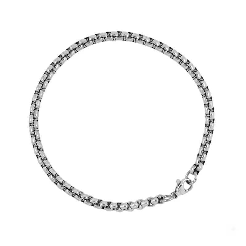 4mm Silver Box Bracelet
