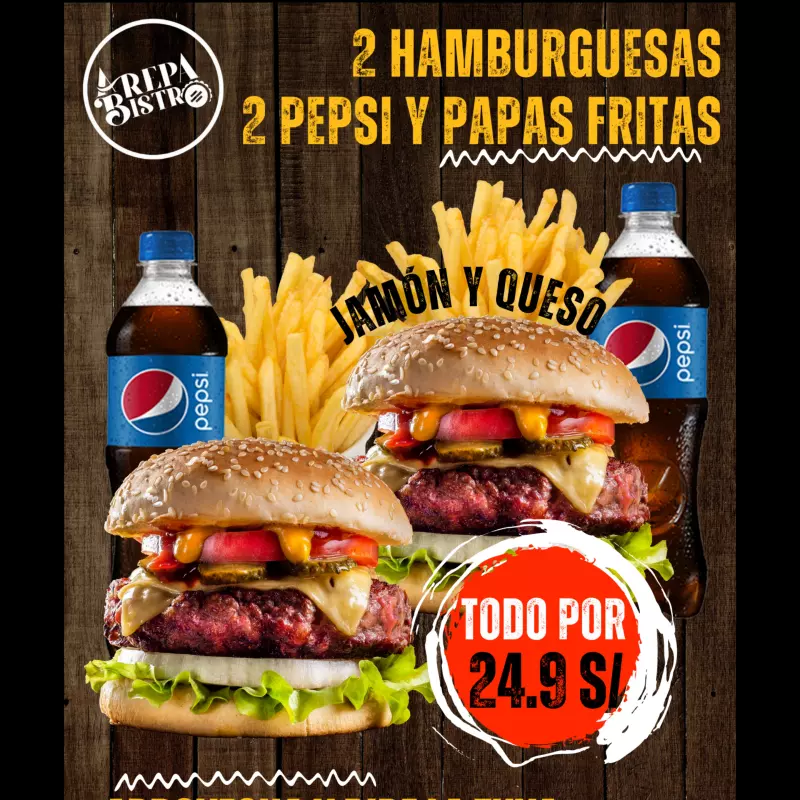 2 Hamburguesas Clásicas en Combo 😎