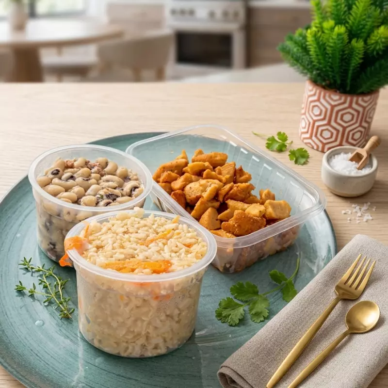 Frango em cubo com feijão fradinho
