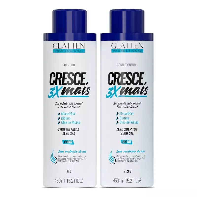 Glatten Shampoo e Cond. Cresce 3X
