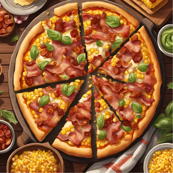 Deliciosa Pizza Bacon com Milho