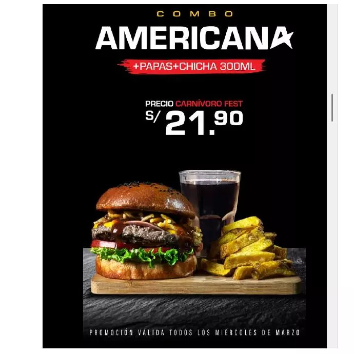 COMBO AMERICANA solo miércoles