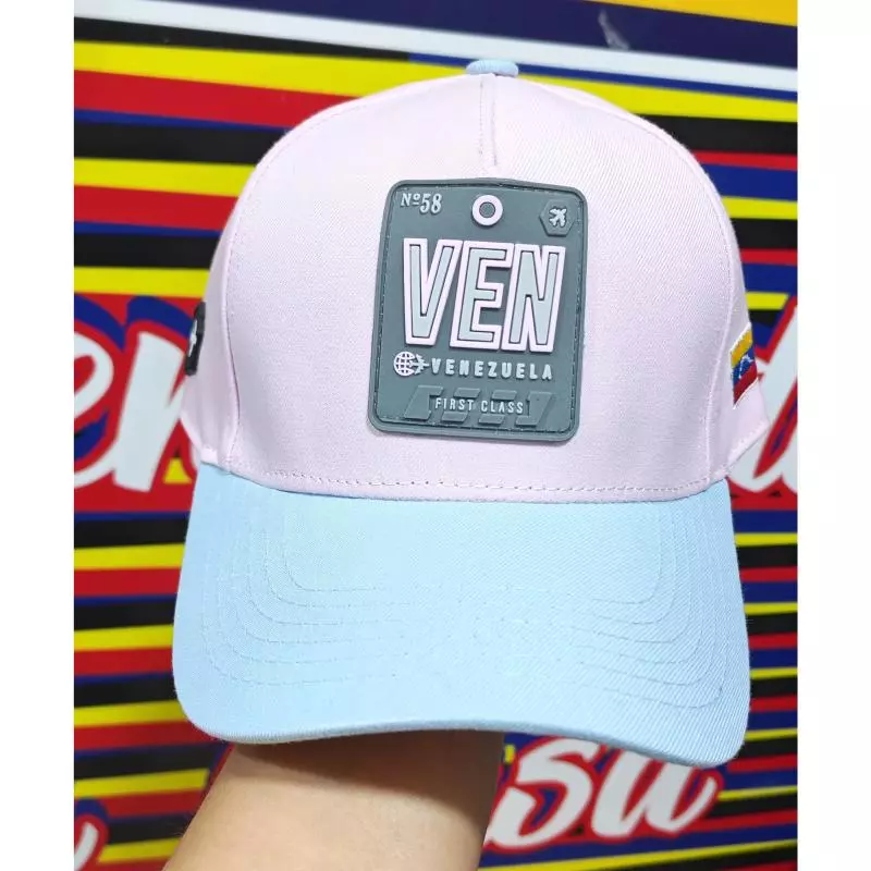 Gorra VEN gris rosado y celeste