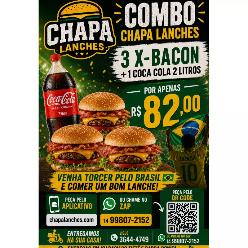 Combo 3 X-BACON + 1 coca 2 litros