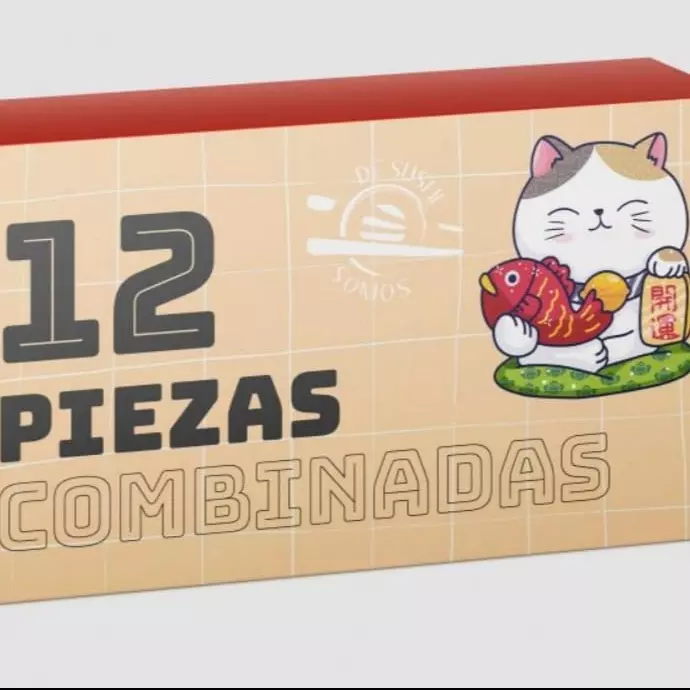 12 piezas de salmón y langostino + 4