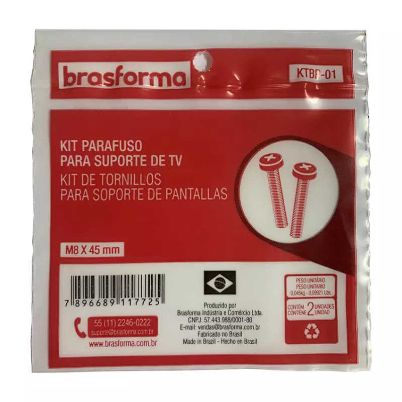 KIT PARAFUSO M8X45 PARA SUPORTE