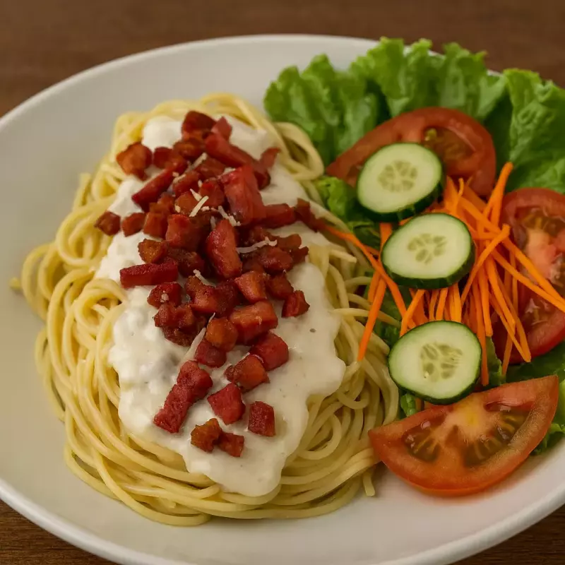 Espaguete Calabresa & Bacon Cremoso