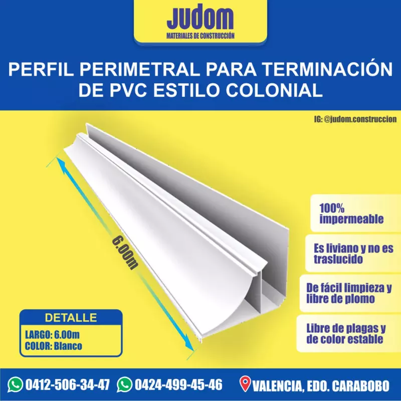 PERFIL PERIMETRAL CON MOLDURA PVC 6