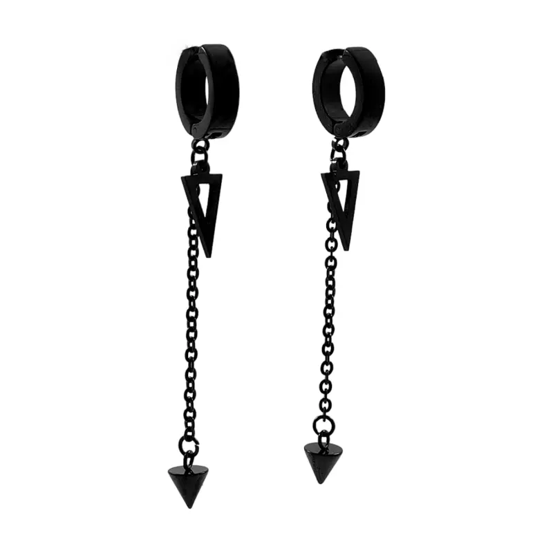 Black Triangular False Earrings