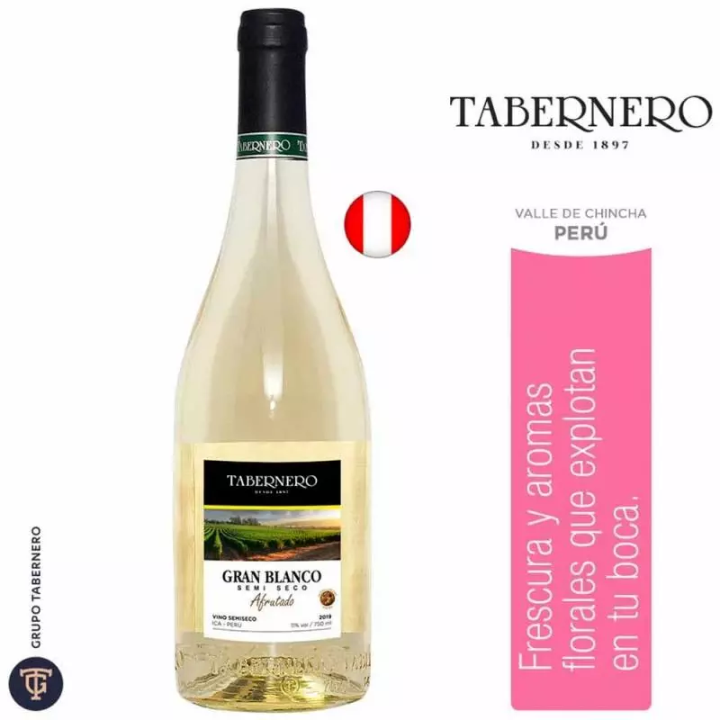 Vino Blanco Tabernero Gran Blanco Semi Seco Botella 750 ml