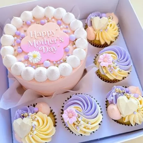 caja mini torta +5 cupcake