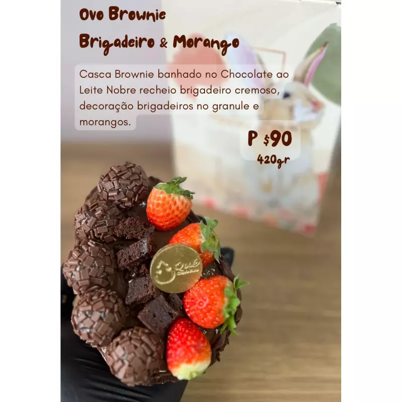 Ovo Brownie Brigadeiro e Morango
