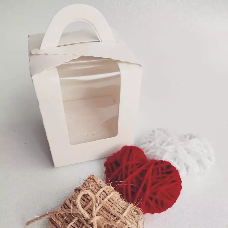 Caja 1 Cupcake Blanca Con Asas