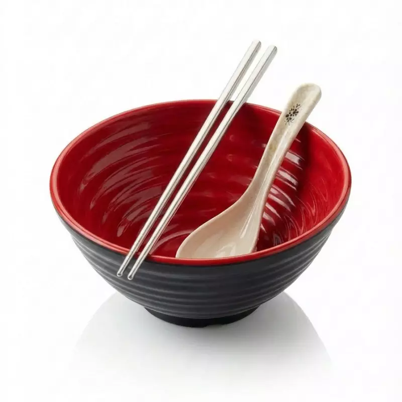 Bowl Rojo + Palitos + Cuchara