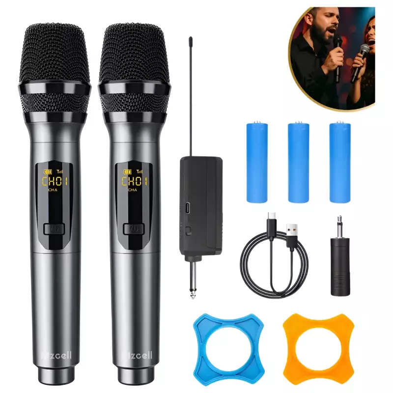 MICROFONE DUPLO S/FIO GOLD MCF-51