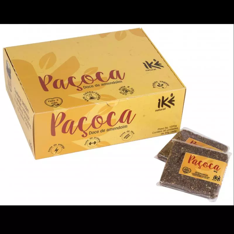 Paçoca natural, com cacau e aveia 40g cada