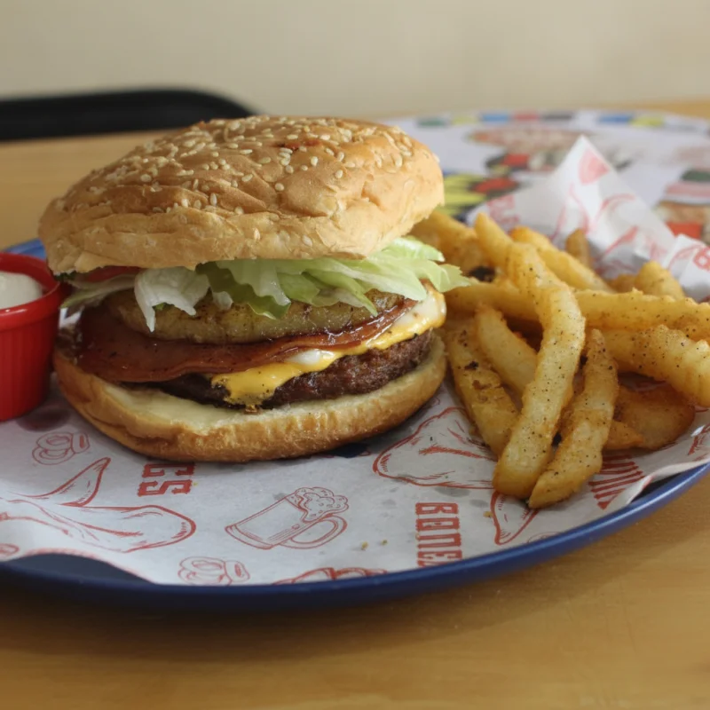 🍔🍍🍟Res-Hawaiana (Con papas)