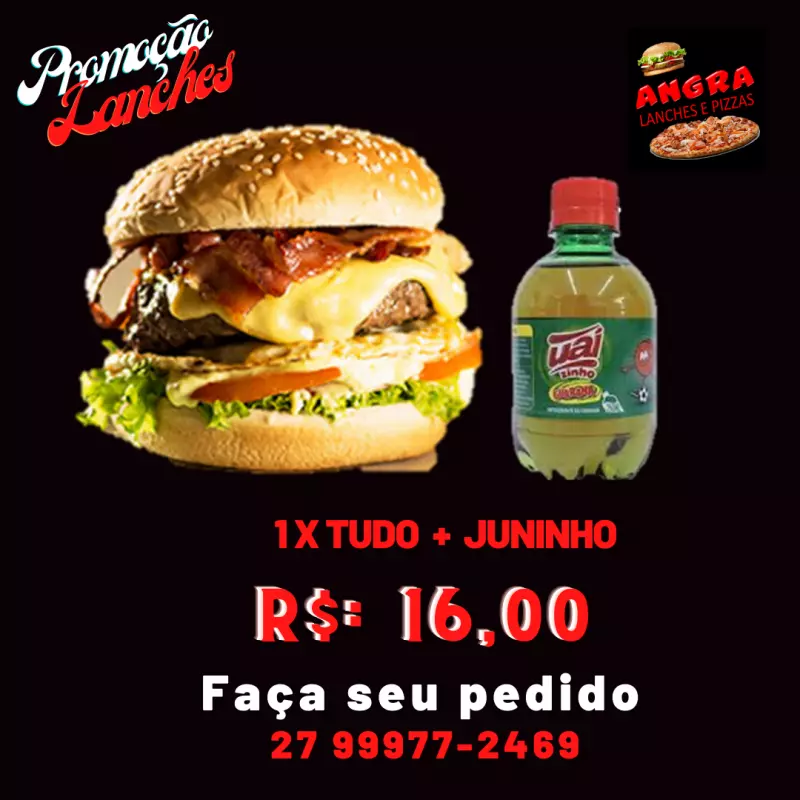 1 x tudo + refrigerante juninho