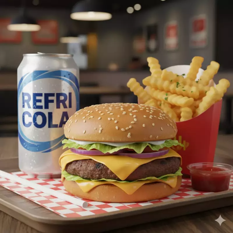 Cheddar Burguer + Fritas + Refri Lata