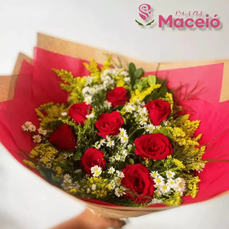 Buquê com 8 rosas vermelhas + cartin