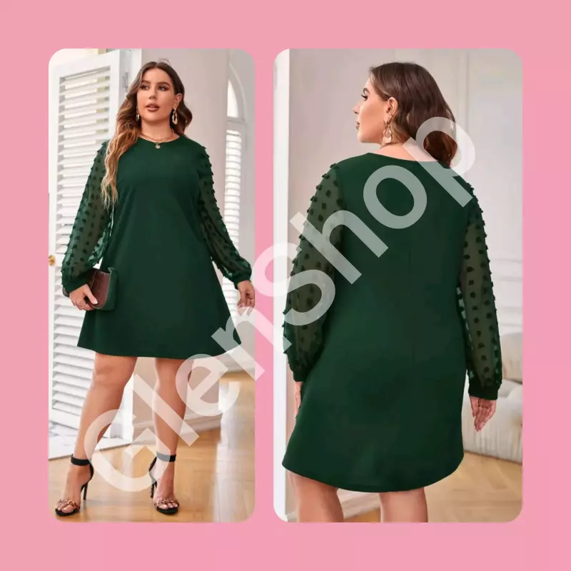 Vestido con mangas de lunares verde