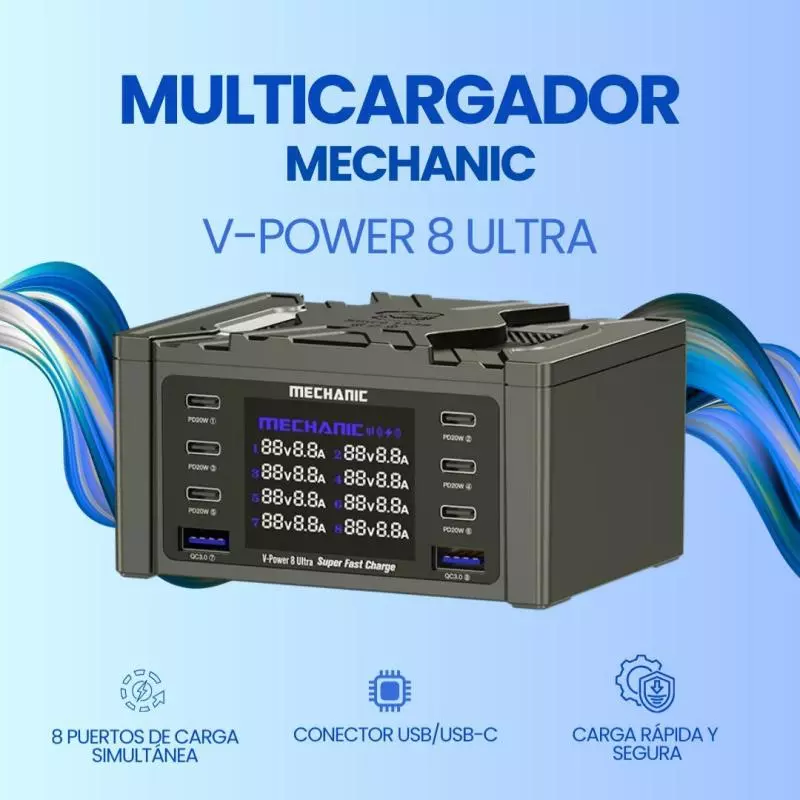 Multicargador V-8 Power Ultra