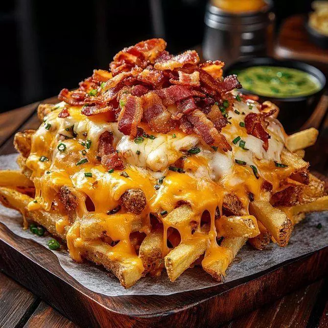 Batata Frita com Cheddar e Bacon