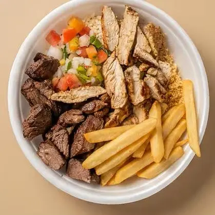 Churrasco Carne E Frango com Fritas