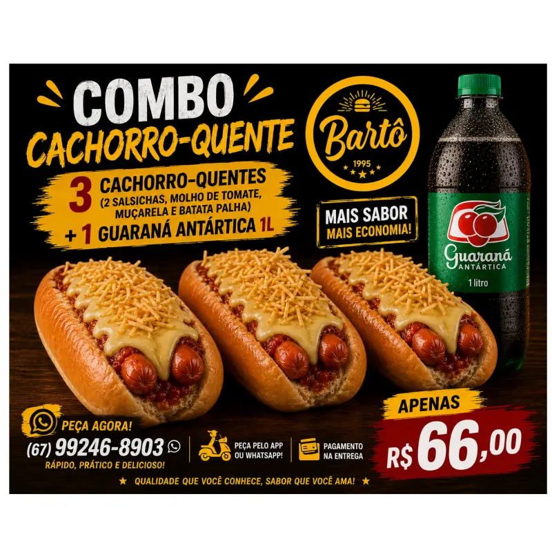 Combo de hot dog e refrigerante