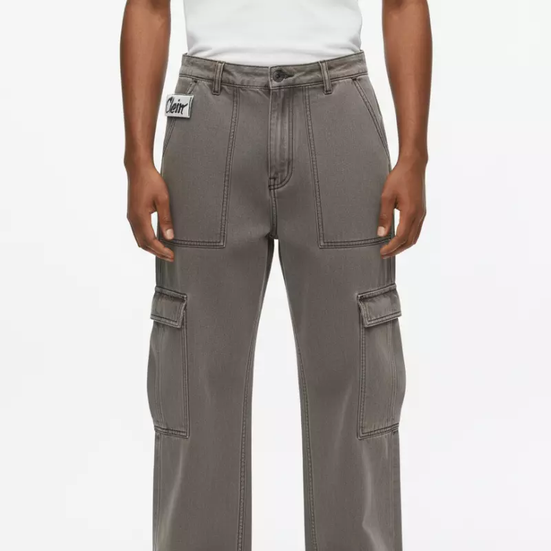 Jeans Cargo Industrial Gris Carbón