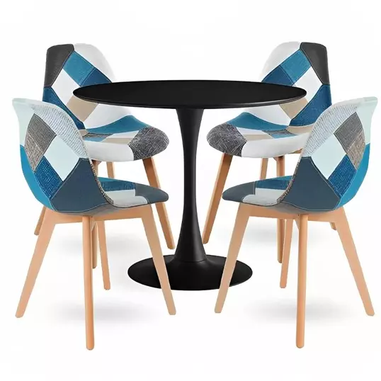 Mesa Tulip 80cm+ 4 sillas Tapizadas
