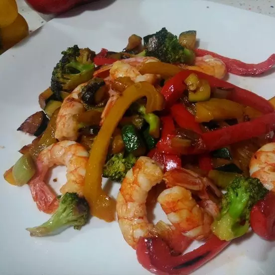 Langostinos con verduras