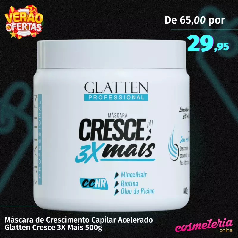 Máscara Glatten Cresce 3X Mais 500g