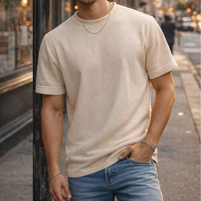 Camiseta Texturizada Beige