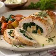 Rocambole de frango recheado de quei