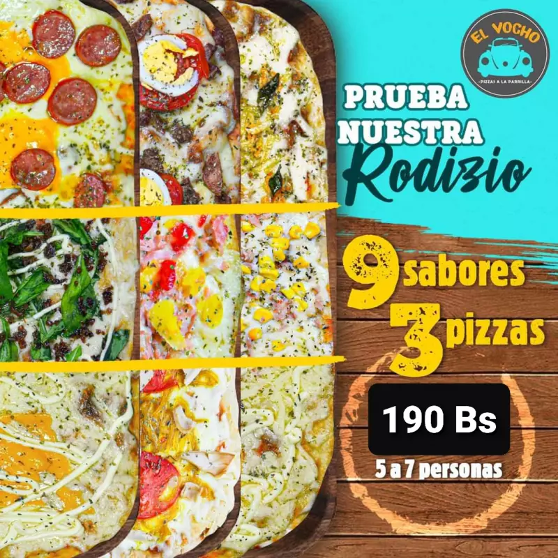 9 sabores, 3 Pizzas!