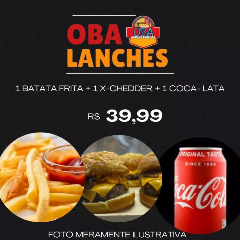 1 Batata frita +1Chedder +1Coca-LATA