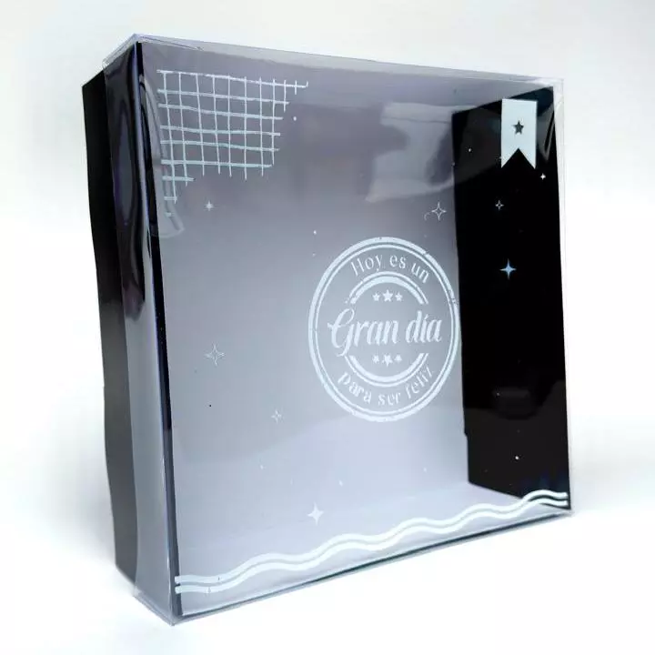 Caja cuadrada negra acetato padre