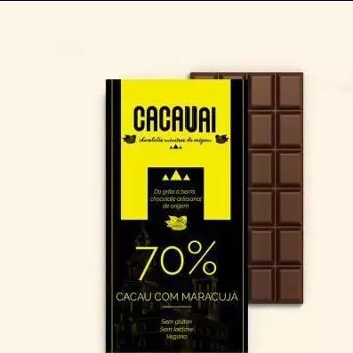 Barra de chocolate 70% cacau com maracujá 20g