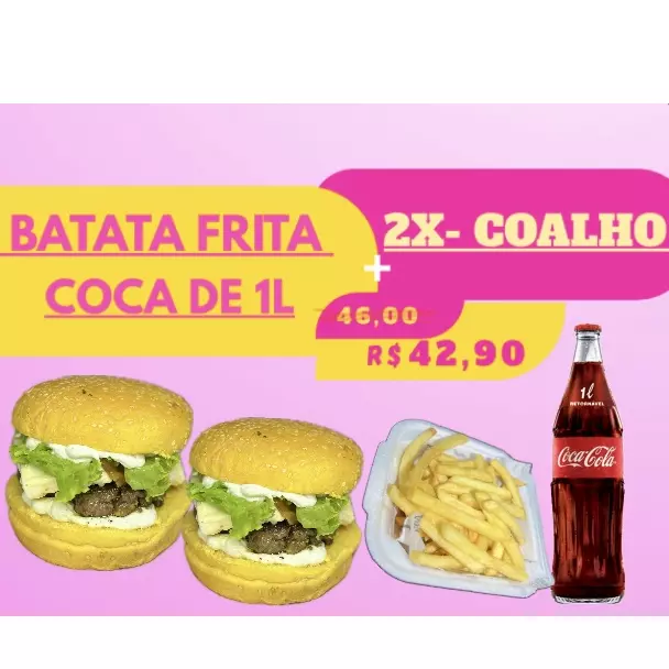 2X - COALHO + BATATA FRITA + COCA 1L