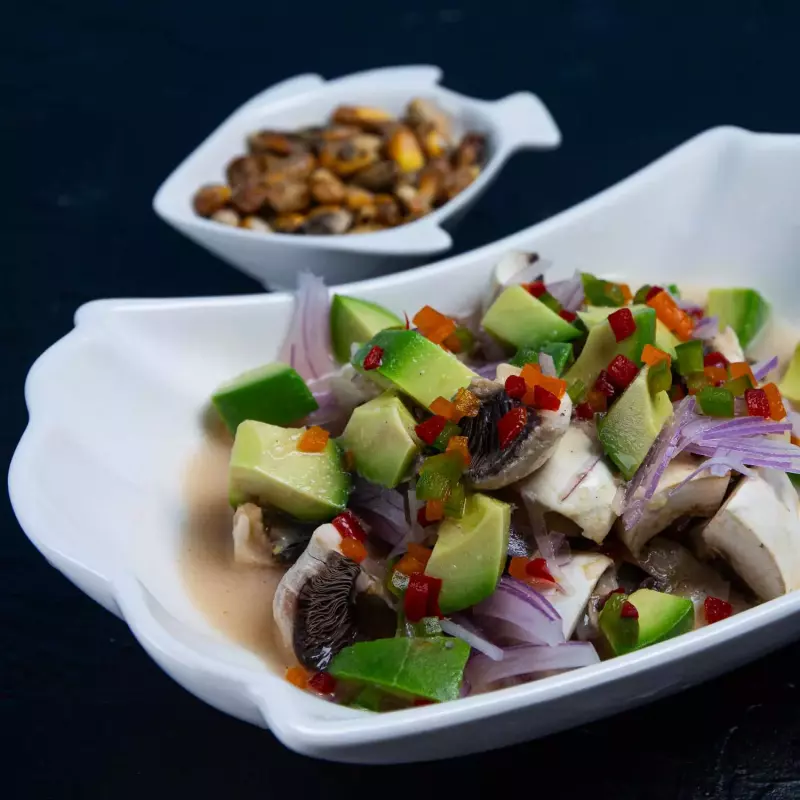 CEVICHE CHAMPI-PALTA (VEGETARIANO)