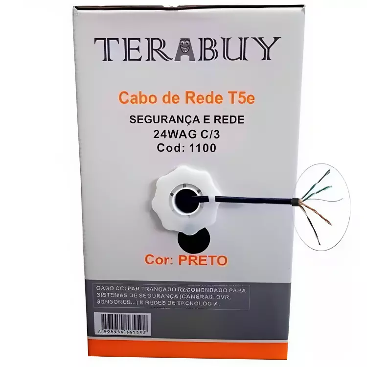 CABO D REDE CAT5E PRETO TERABUY 305M