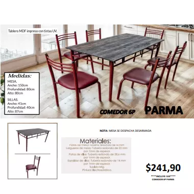 COMEDOR PARMA 6P